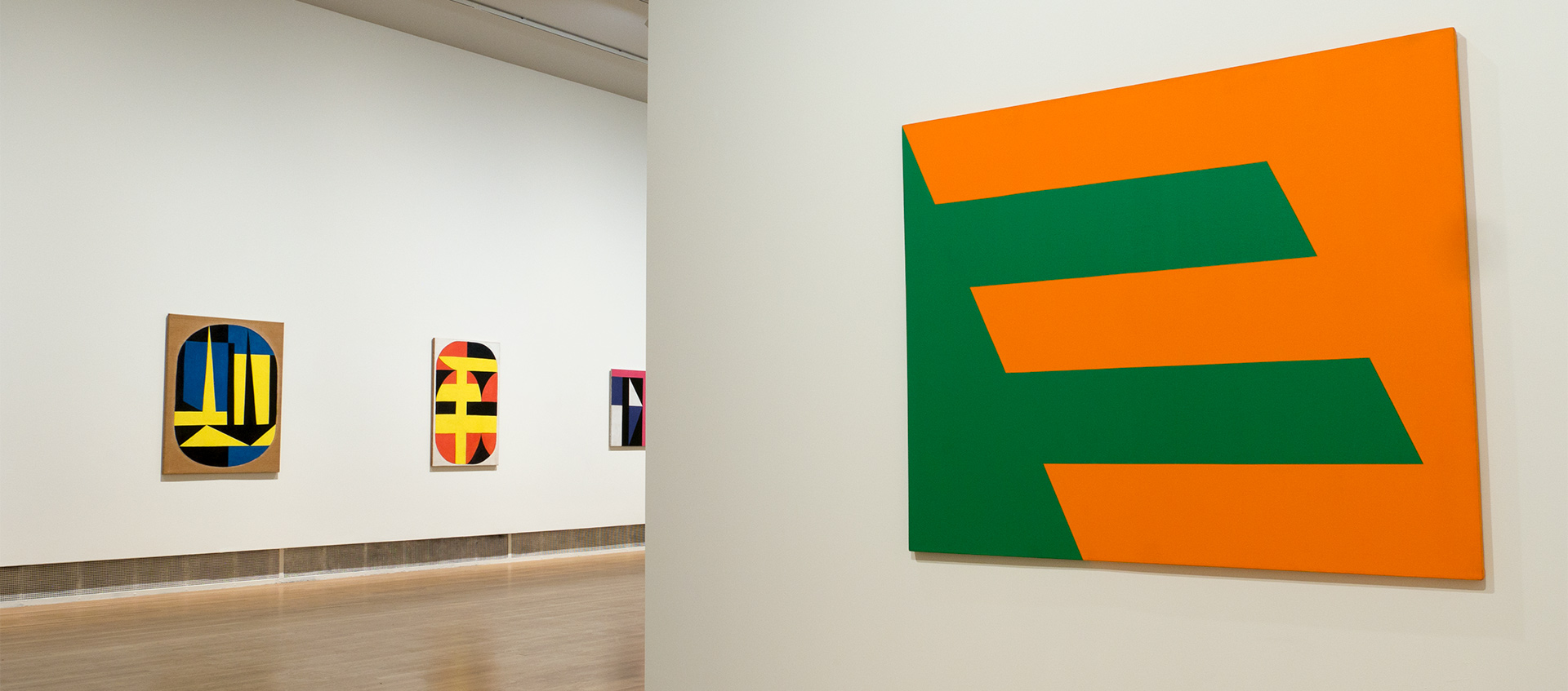 Installation of Carmen Herrera works at the entrance to the Wexner Center galleries