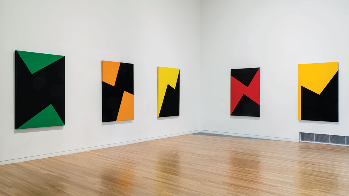 Installation view of Carmen Herrera works at the Wexner Center