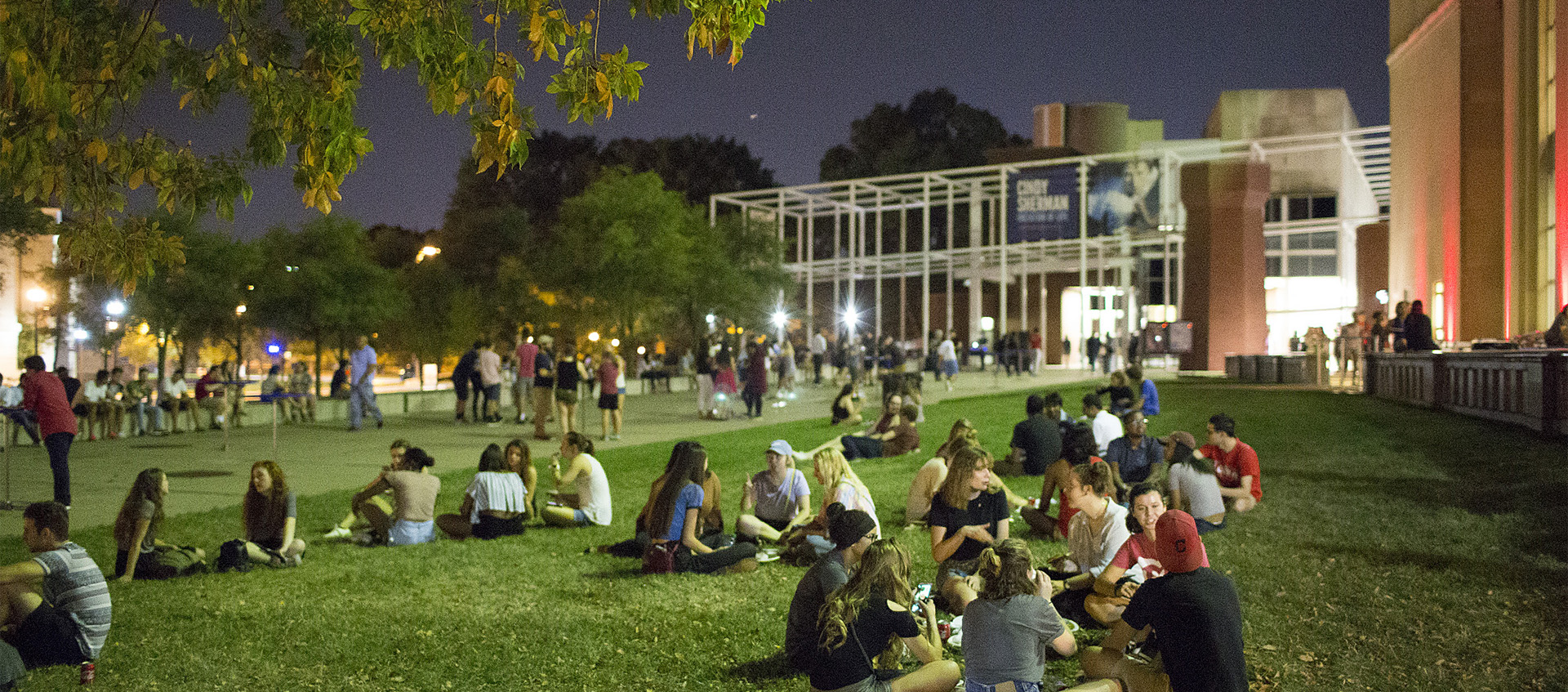 A crowd on the Wex quad