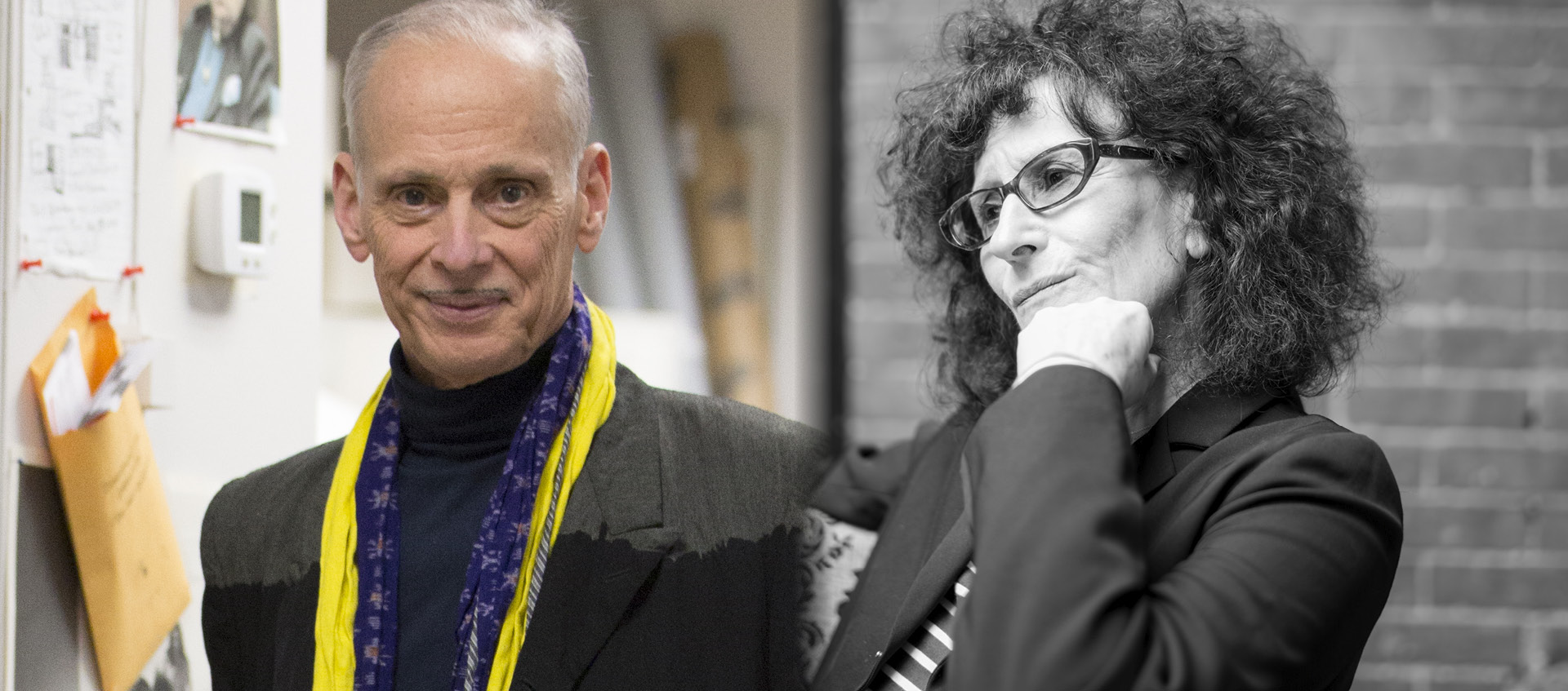Photos of John Waters and Lynne Tillman