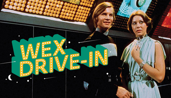 Still from Logan's Run with Wex Drive-In text overlay