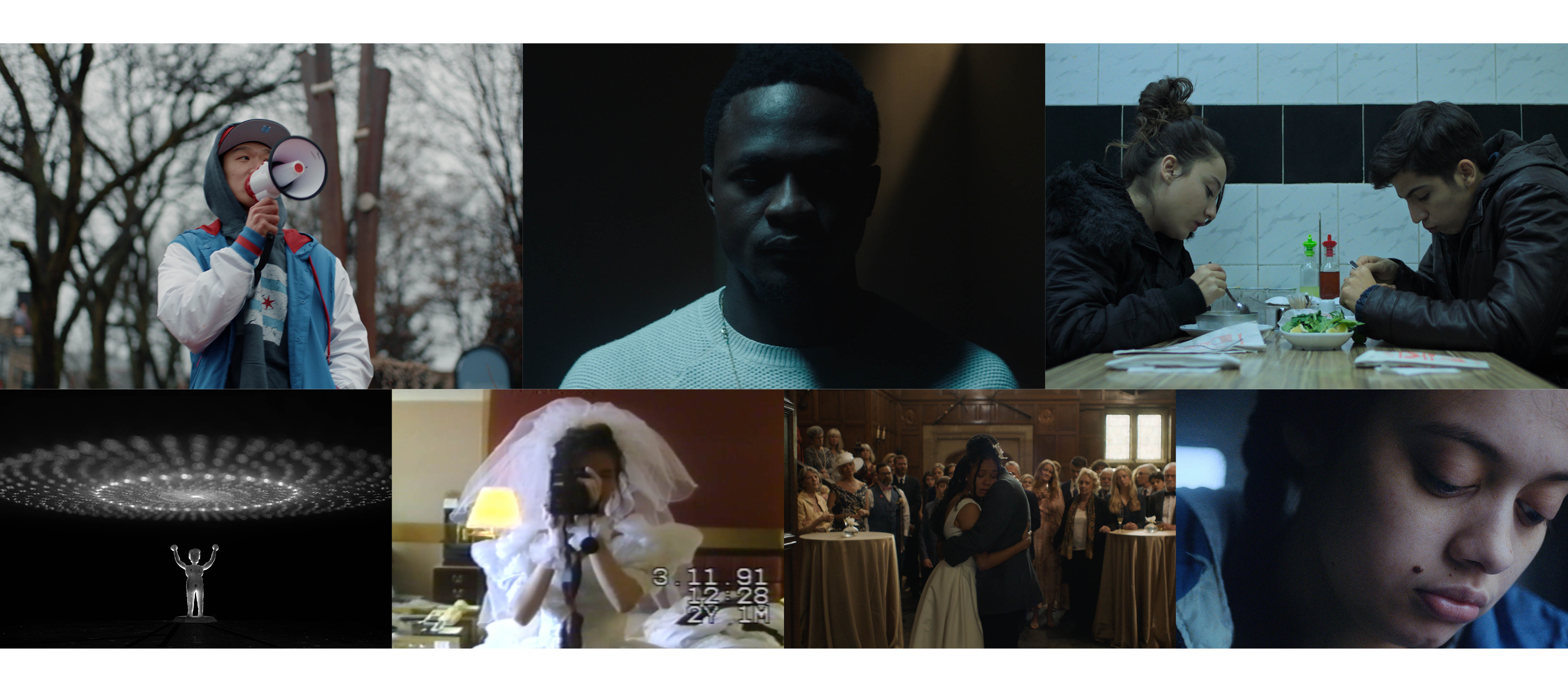 A collection of eight images from the Sundance Film Festival Shorts program
