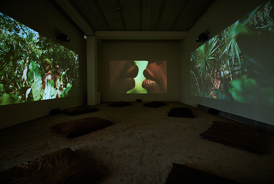 Installation view of jaamil olawale kosoko's Syllabus for Black Love at the Wexner Center for the Arts